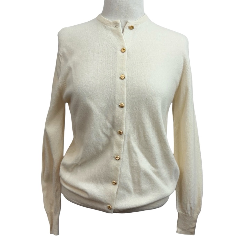 Vintage 60s Cashmere by Pringle Cream Cardigan Sweater XS Small 38